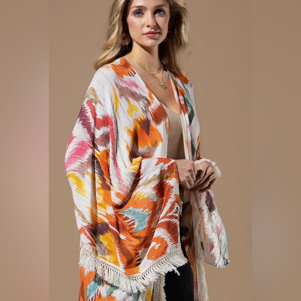 Malibu Sunset Boho Fringe Kimono - Picture 7 of 11